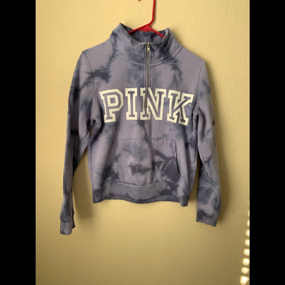 Victorias Secret PINK Purple Tie Dye Half Zip Sweatshirt Size Medium